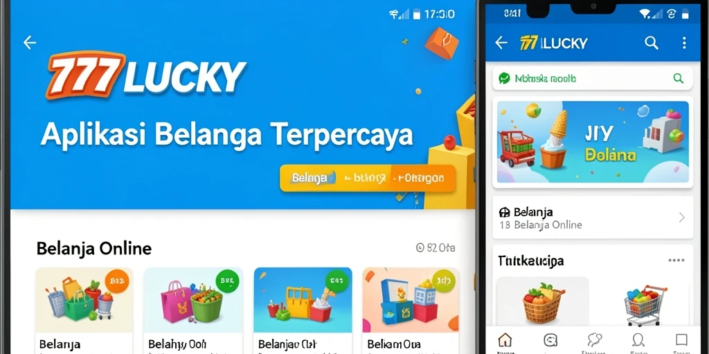 Screenshot utama aplikasi 777LUCKY menampilkan antarmuka belanja online yang user-friendly.