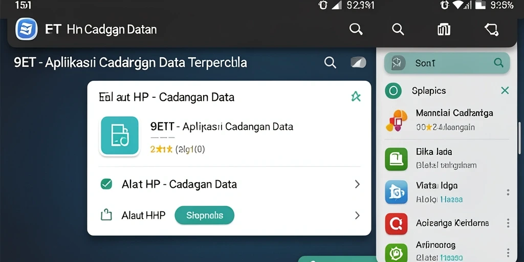 Tampilan antarmuka 9ET yang sederhana dan intuitif untuk cadangan data.