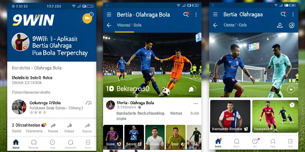 Antarmuka aplikasi 9WIN yang menarik dan informatif untuk berita olahraga bola.