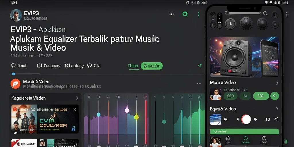 Tampilan antarmuka aplikasi EVIP3 dengan fitur Equalizer yang lengkap.