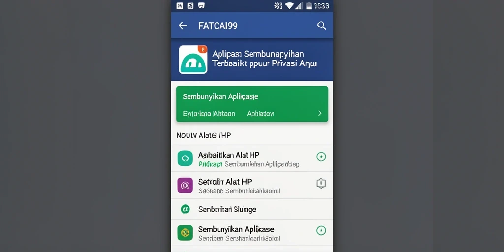 Antarmuka pengguna FATCAI99 untuk menyembunyikan aplikasi dengan mudah.