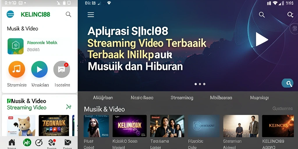 Tampilan antarmuka aplikasi KELINCI88 untuk Streaming Video.