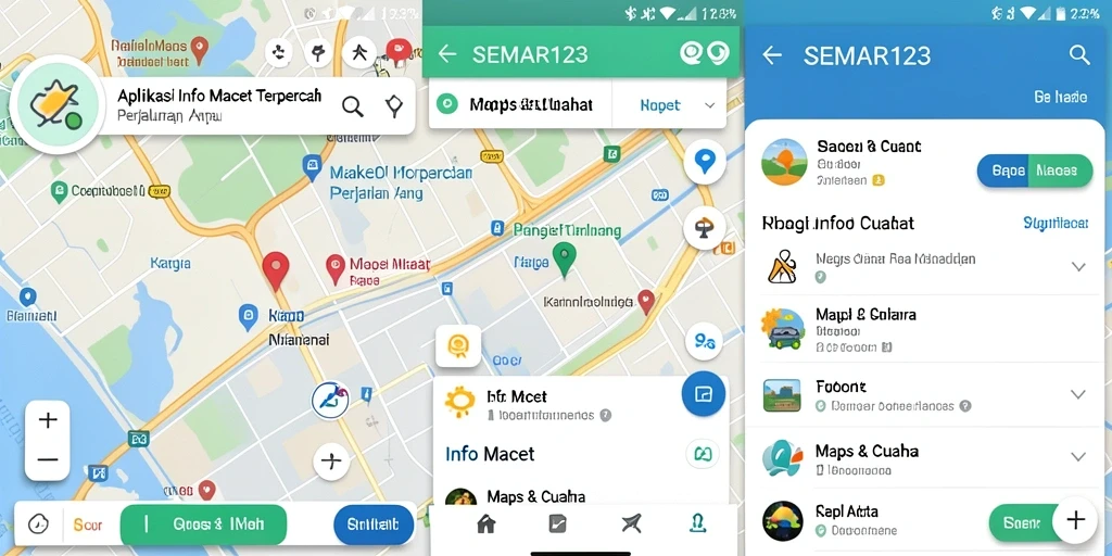 Antarmuka aplikasi SEMAR123 menampilkan informasi kemacetan dan peta secara jelas.